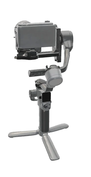 Maqueta 3D del estabilizador DJI RS 4 Mini con una cámara montada